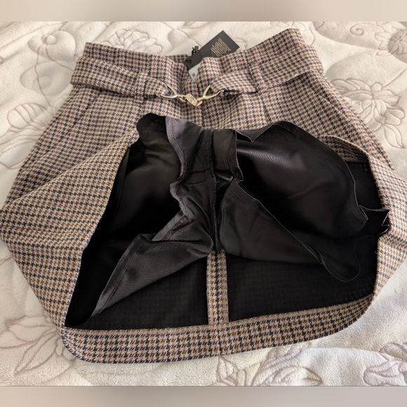 [NWT] Maje Jeling Brown Checked Houndstooth Mini Skirt w/Belt Sz FR 36 Small - Picture 9 of 13